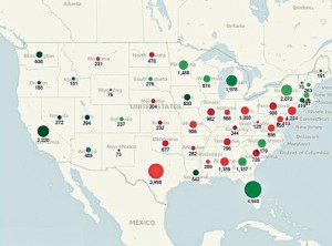 Data from Info-Link Technologies show PWC sales grew in Florida, California, New York and the Midwest in 2013, while Texas, New Jersey and most Appalachian states saw sales declines.